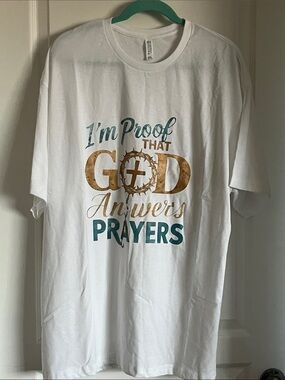 Passion - White Short-Sleeve Tee with Teal & Gold Faith Graphic